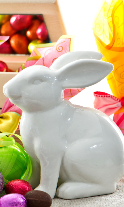 Sfondi Porcelain Easter hares 480x800