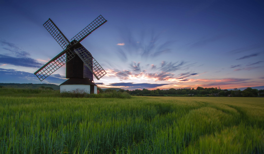 Windmill in Netherland wallpaper 1024x600