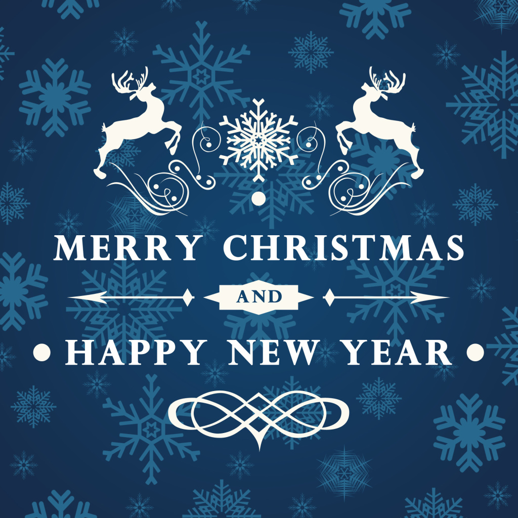 Sfondi Reindeer wish Merry Christmas and Happy New Year 1024x1024