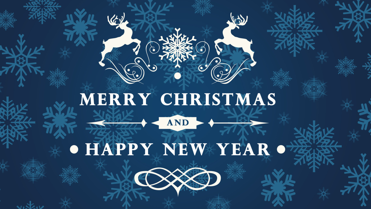 Fondo de pantalla Reindeer wish Merry Christmas and Happy New Year 1280x720