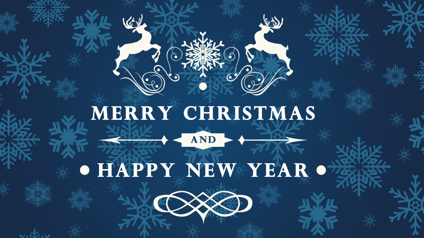 Das Reindeer wish Merry Christmas and Happy New Year Wallpaper 1366x768