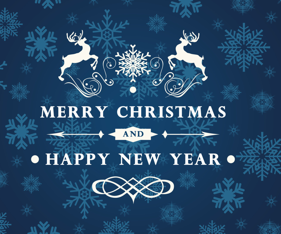 Обои Reindeer wish Merry Christmas and Happy New Year 960x800