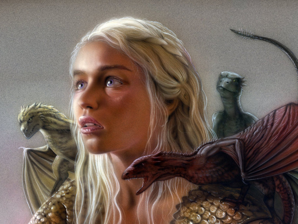 Emilia Clarke as Daenerys Targaryen wallpaper 1024x768