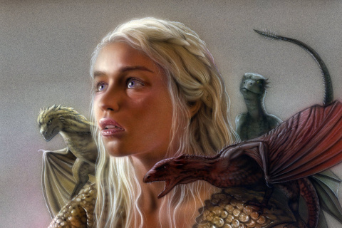Emilia Clarke as Daenerys Targaryen wallpaper 480x320