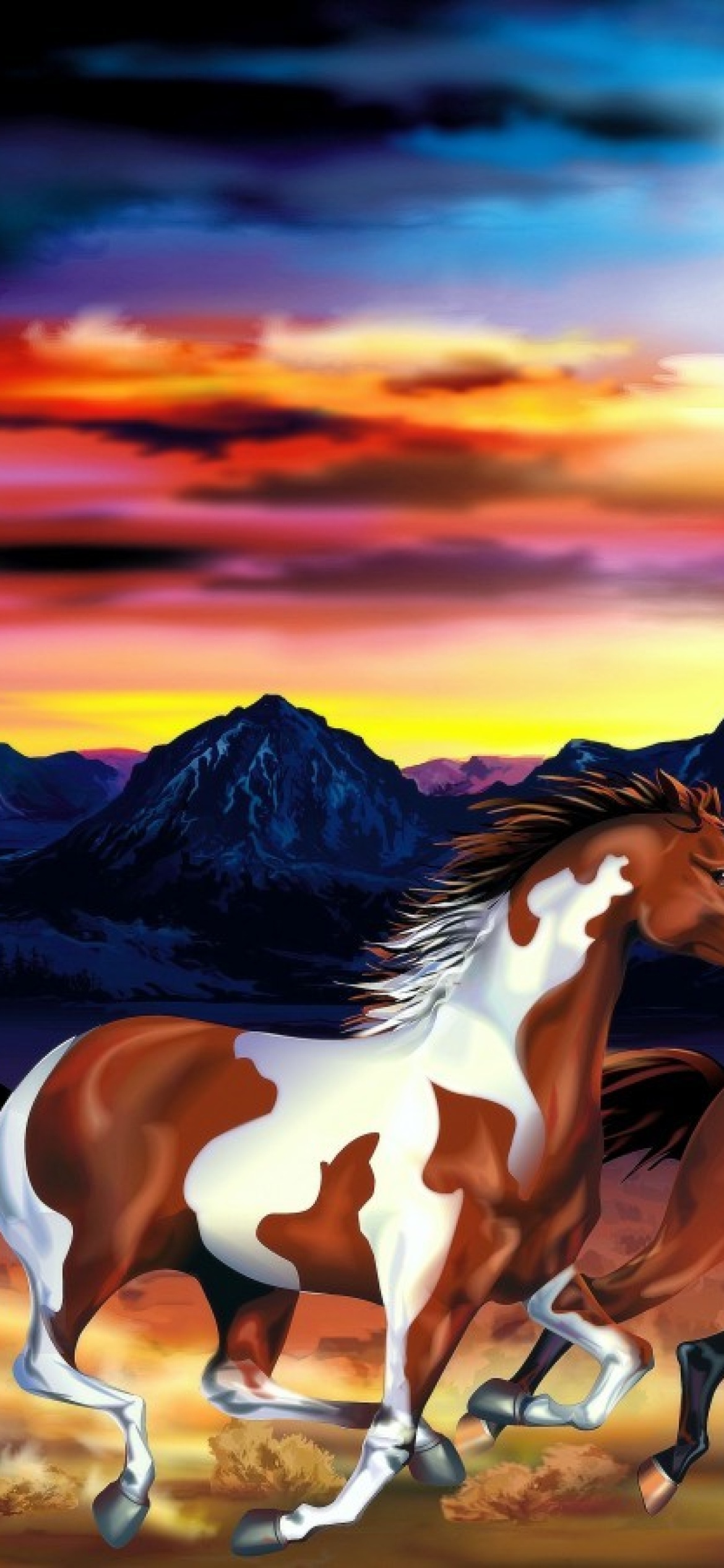 Painting with horses wallpaper 1170x2532