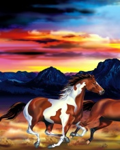Fondo de pantalla Painting with horses 176x220