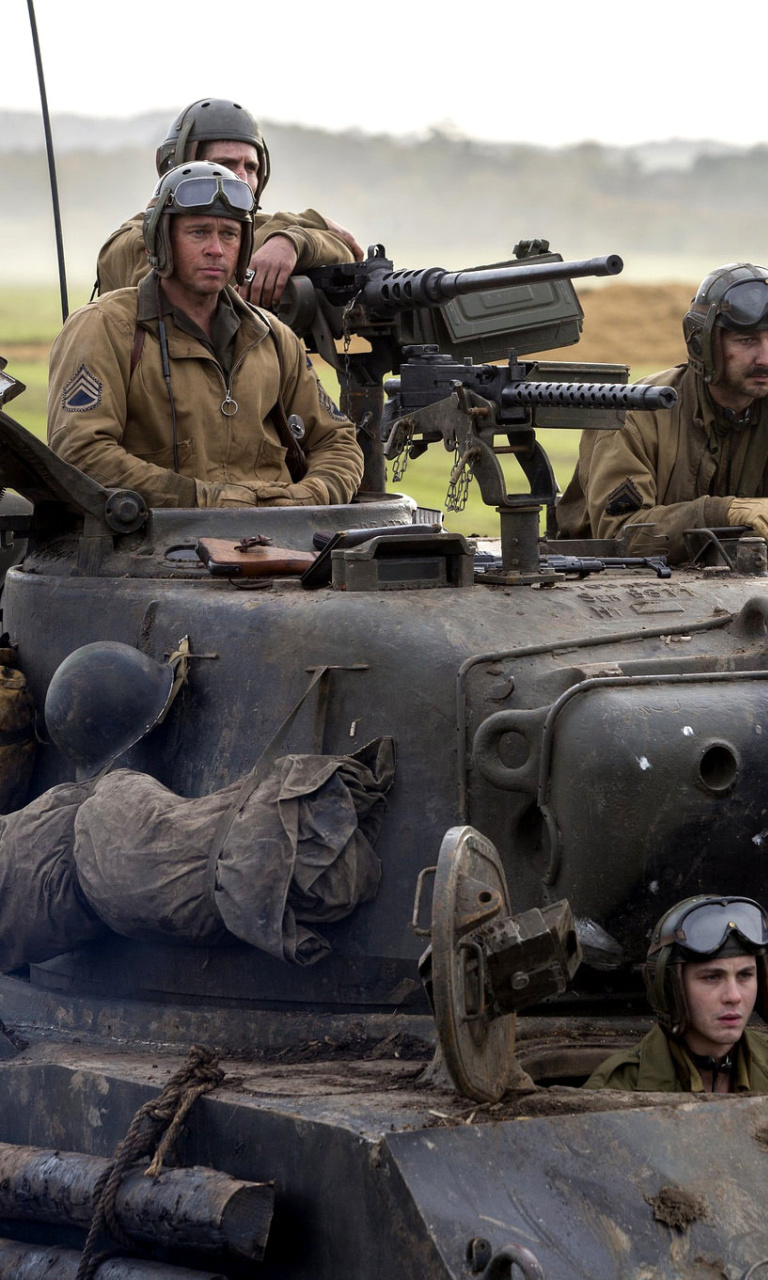 Обои Brad Pitt in Army Film Fury 768x1280