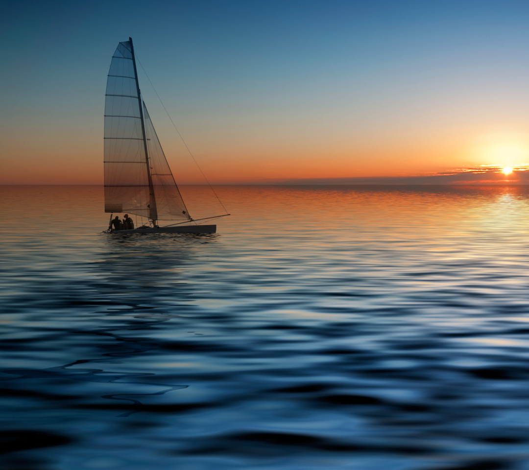 Обои Boat At Sunset 1080x960