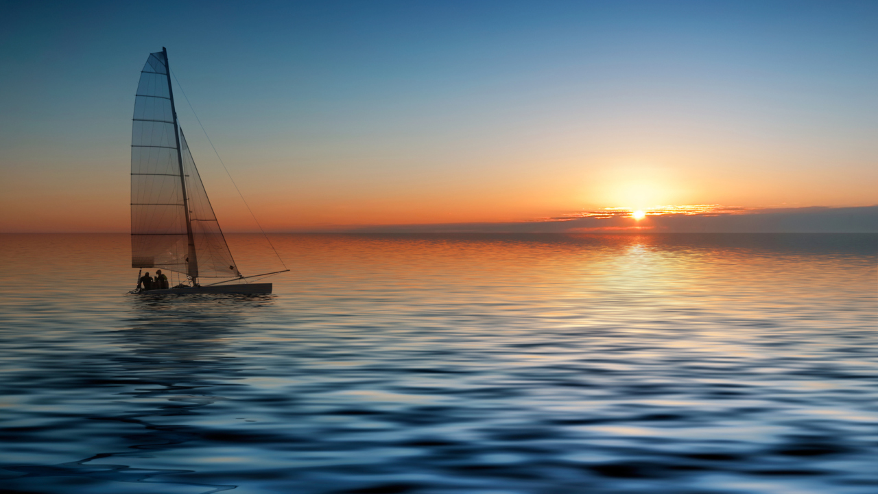 Fondo de pantalla Boat At Sunset 1280x720