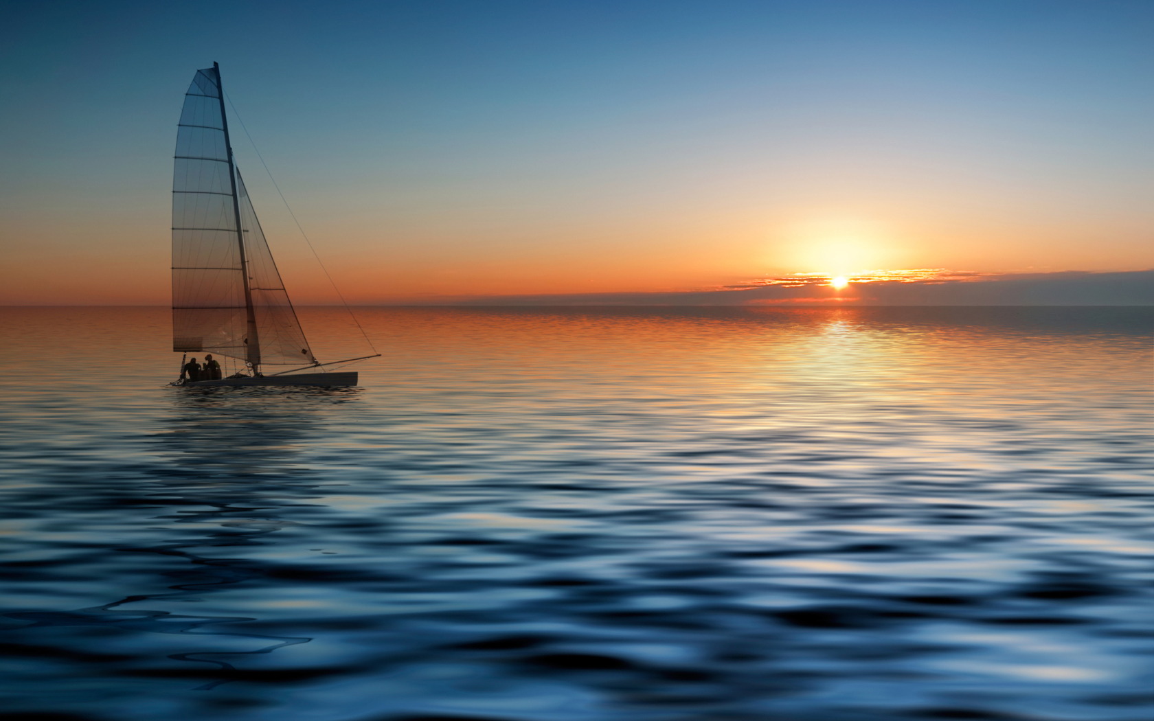 Fondo de pantalla Boat At Sunset 1680x1050