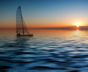 Fondo de pantalla Boat At Sunset 176x144