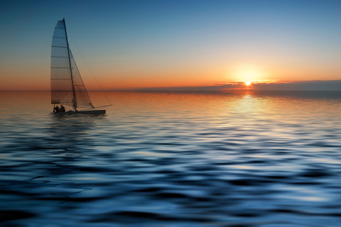 Fondo de pantalla Boat At Sunset 480x320