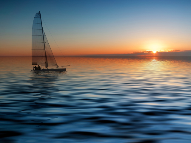 Fondo de pantalla Boat At Sunset 640x480