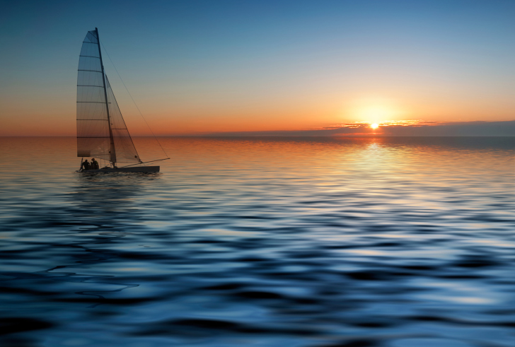 Sfondi Boat At Sunset