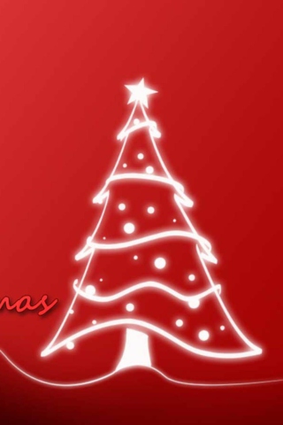Das Christmas Red And White Tree Wallpaper 320x480