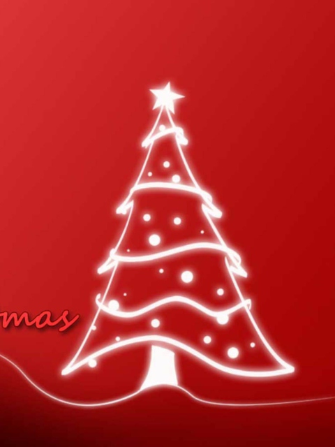 Das Christmas Red And White Tree Wallpaper 480x640