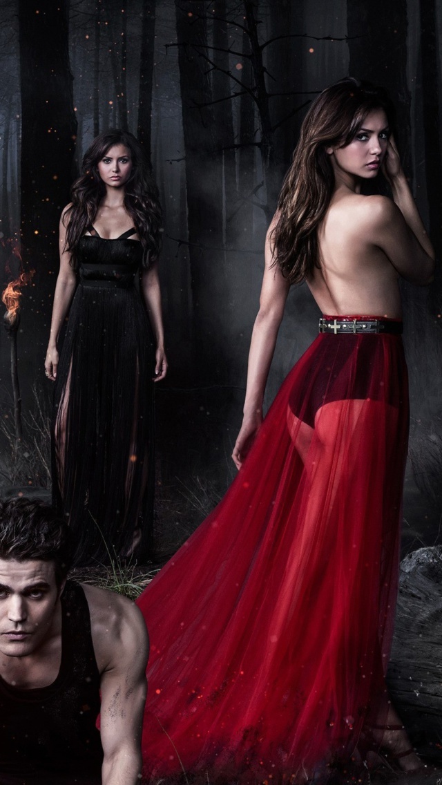 The Vampire Diaries with Nina Dobrev wallpaper 640x1136