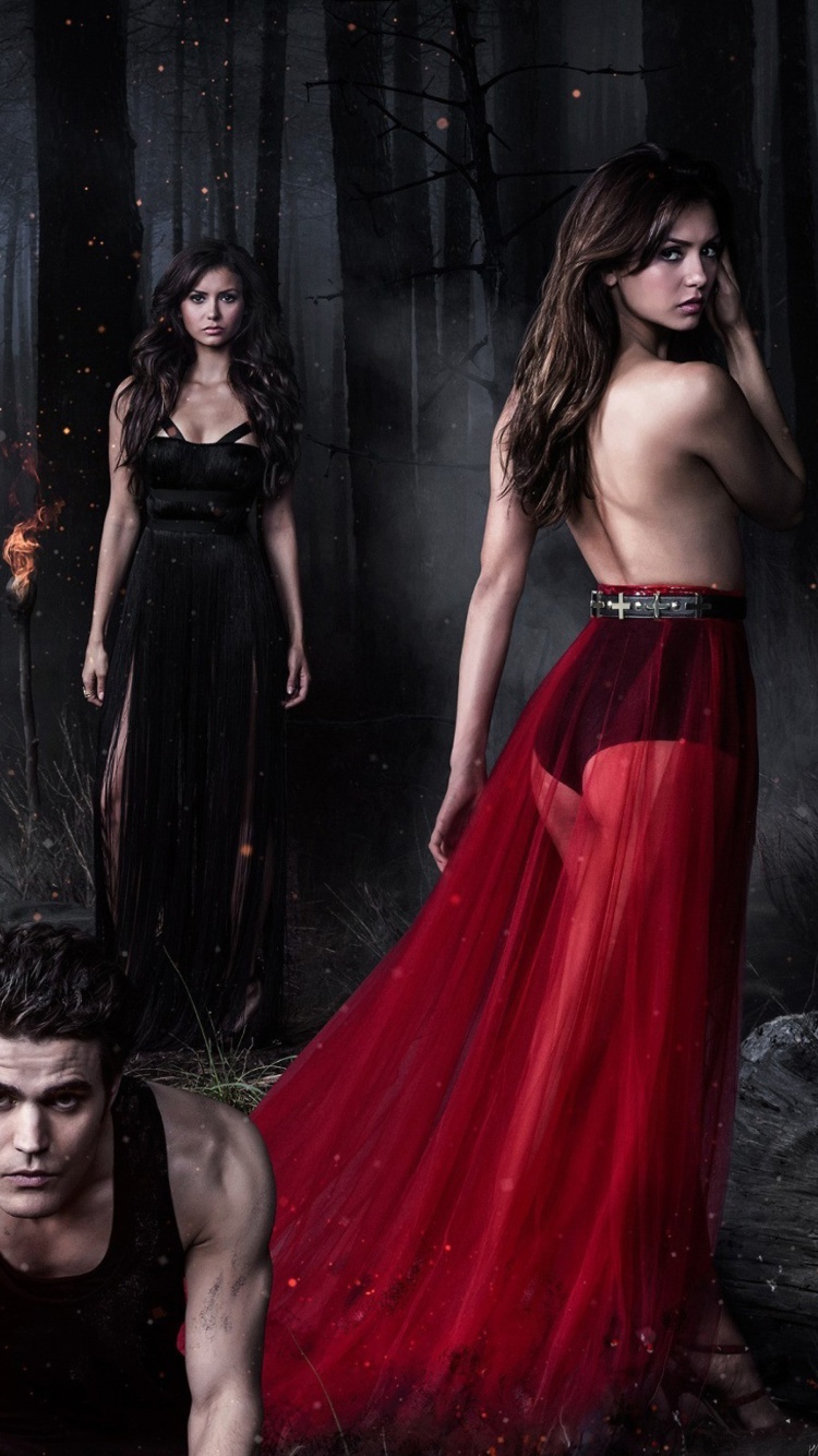 The Vampire Diaries with Nina Dobrev wallpaper 750x1334