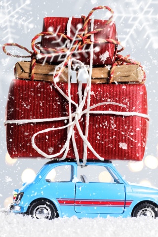 Обои Xmas Car Gift 320x480