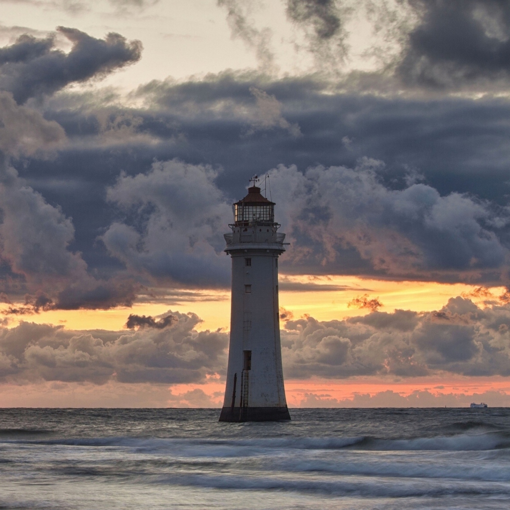 Massive Clouds Above Lighthouse wallpaper 1024x1024