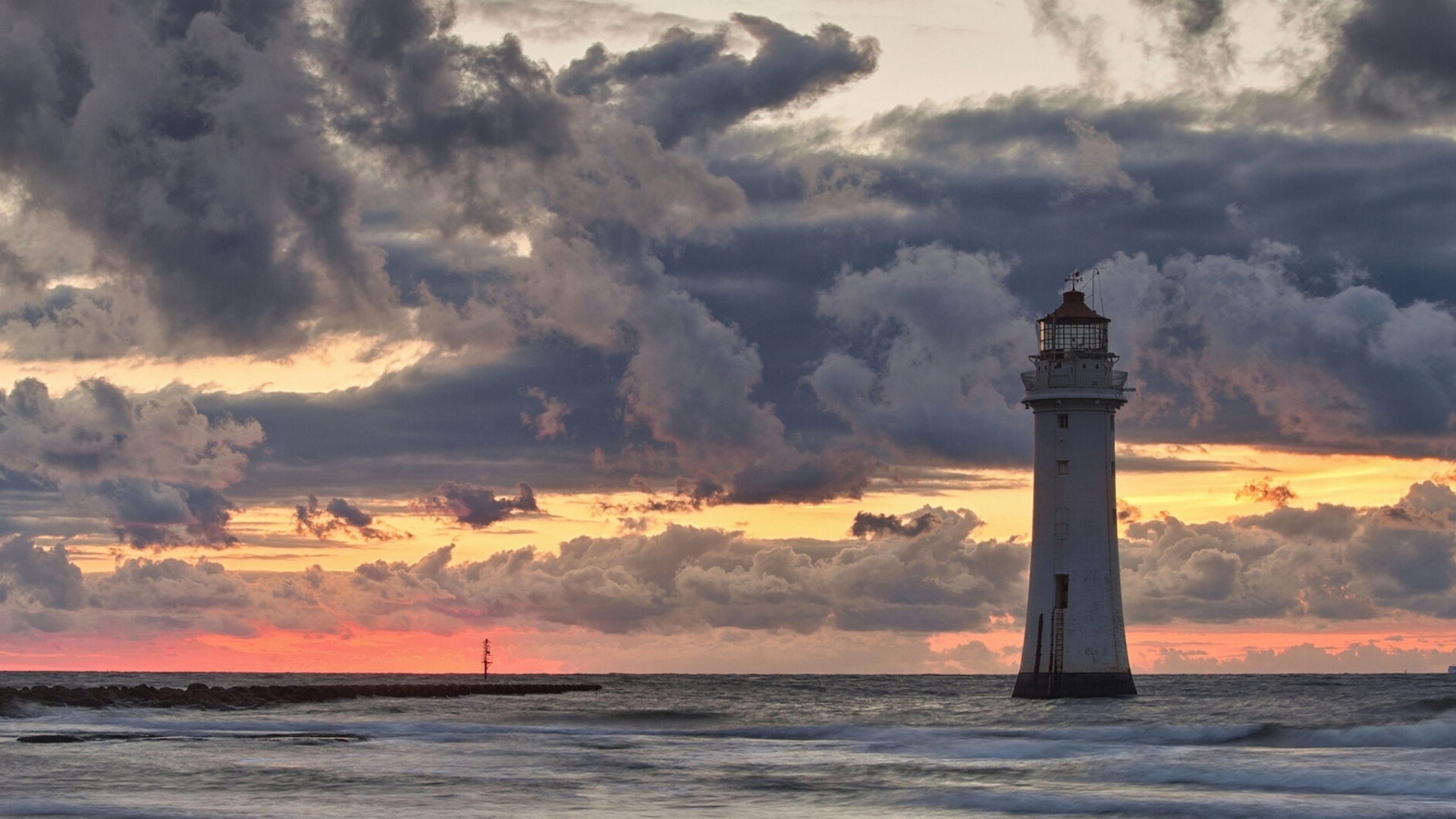 Massive Clouds Above Lighthouse wallpaper 1920x1080