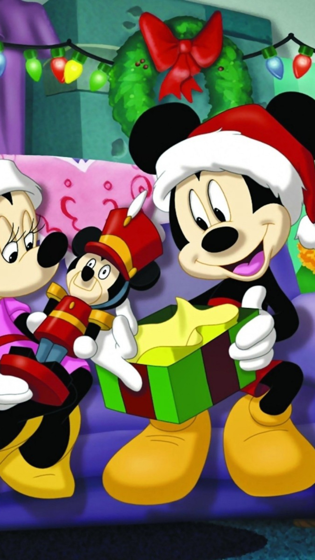 Обои Mickey Christmas 1080x1920
