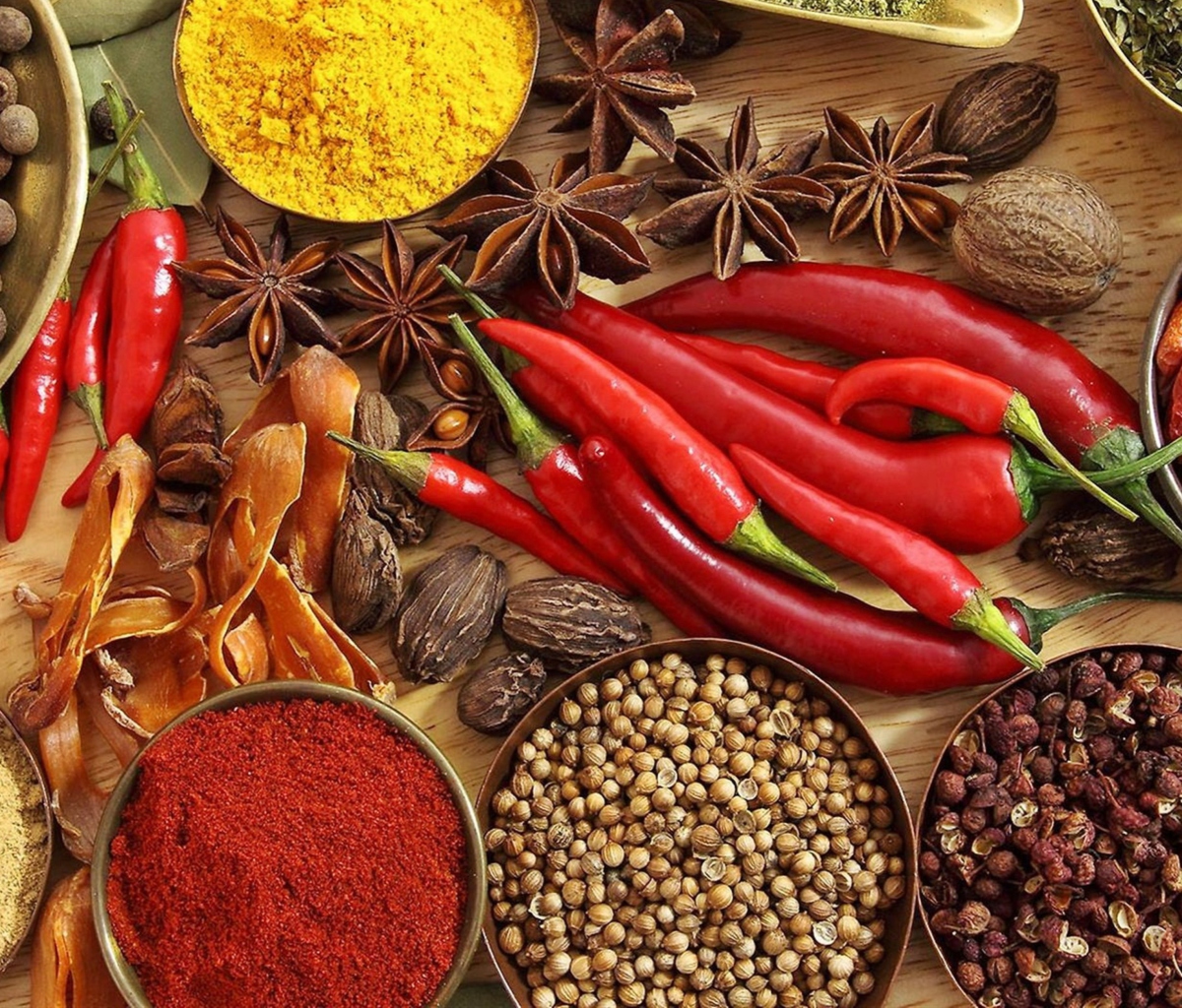 Indian spices and curry wallpaper 1200x1024