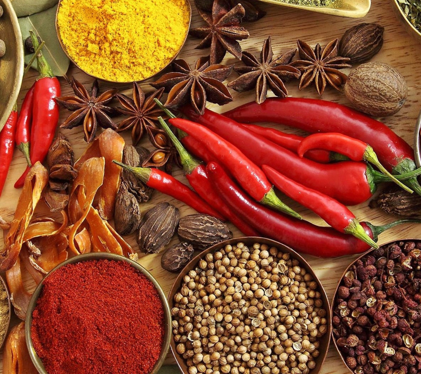 Indian spices and curry wallpaper 1440x1280