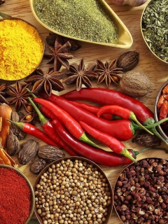 Fondo de pantalla Indian spices and curry 240x320