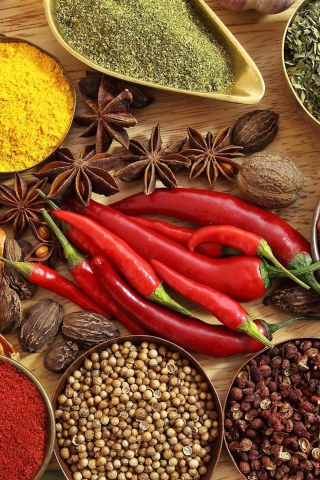 Fondo de pantalla Indian spices and curry 320x480