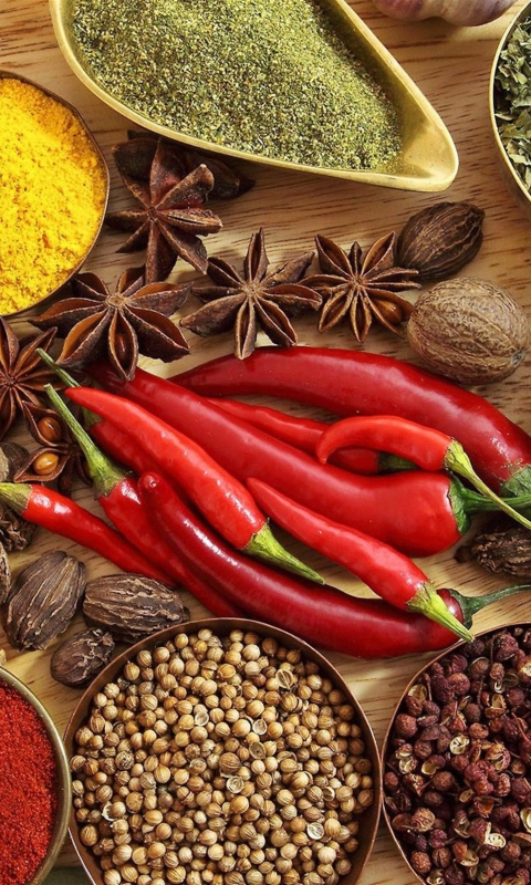 Обои Indian spices and curry 480x800