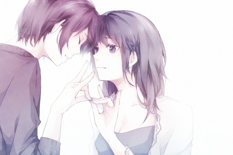 Guy And Girl With Violet Hair wallpaper 480x320