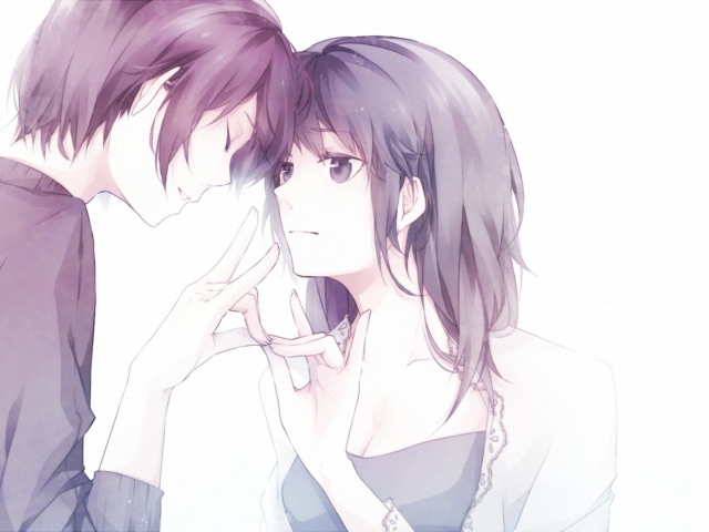 Das Guy And Girl With Violet Hair Wallpaper 640x480