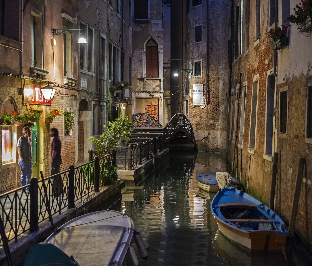 Das Night Venice Canals Wallpaper 1200x1024