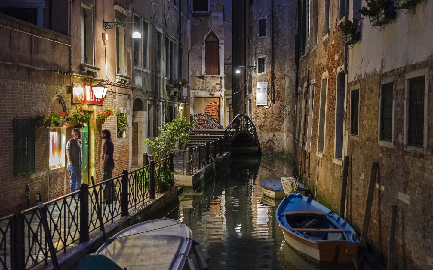 Das Night Venice Canals Wallpaper 1440x900