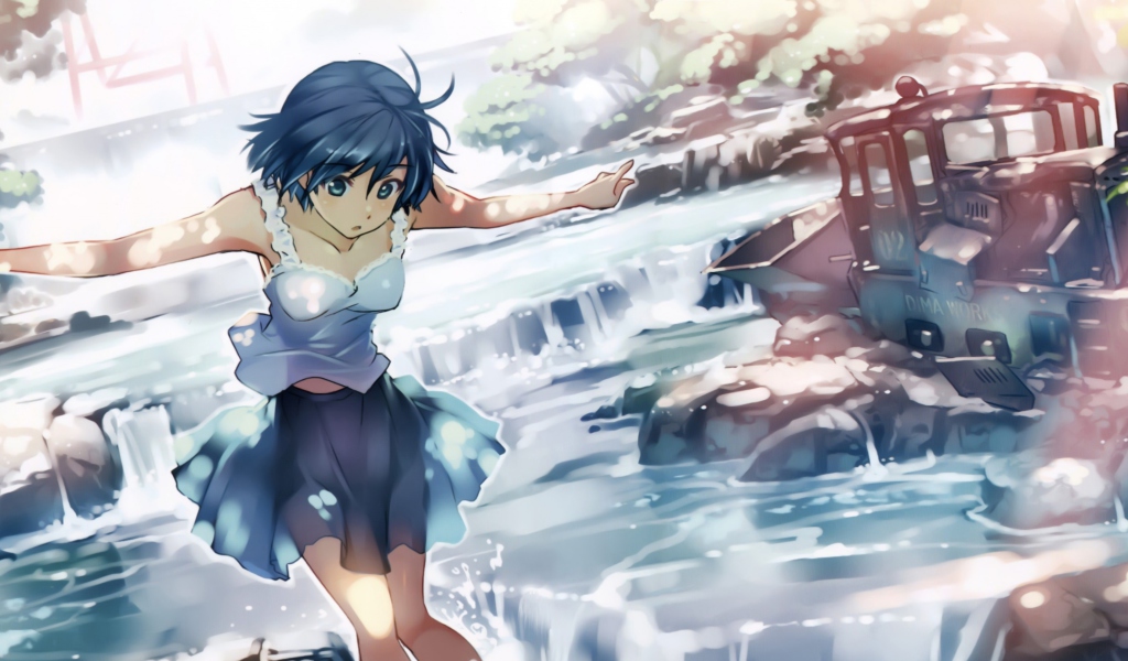Girl With Blue Hair wallpaper 1024x600