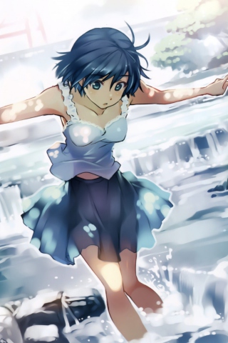 Girl With Blue Hair wallpaper 320x480