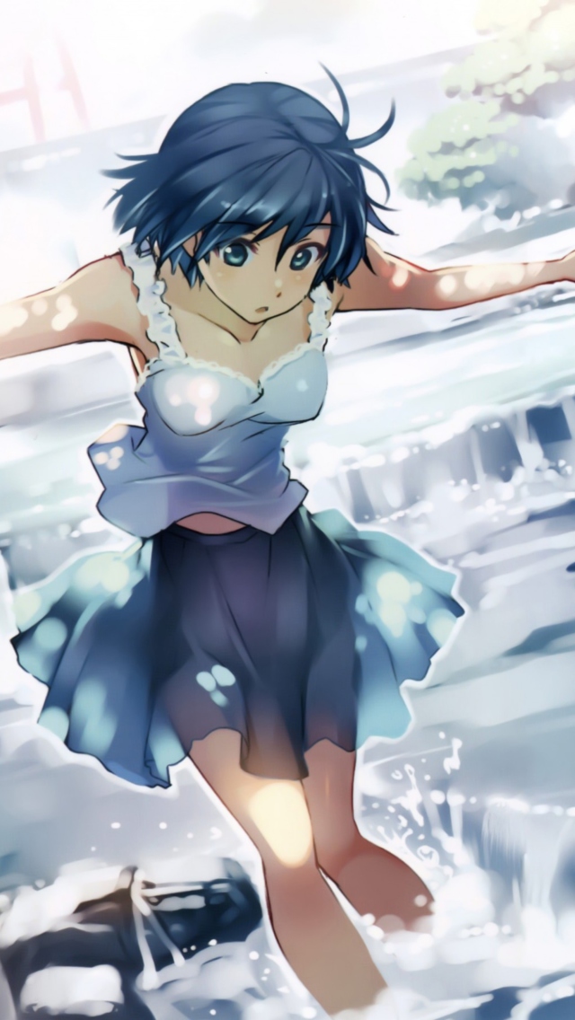 Das Girl With Blue Hair Wallpaper 640x1136