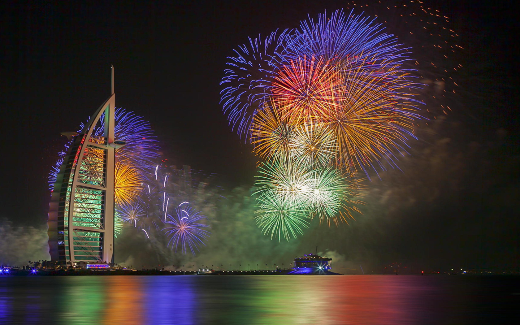 Das Dubai Fireworks Wallpaper 1680x1050