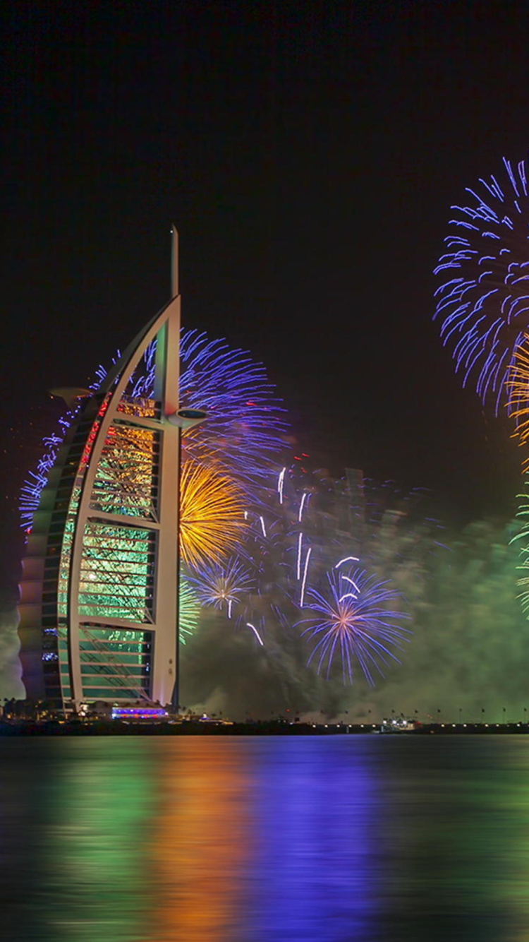 Dubai Fireworks wallpaper 750x1334