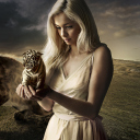 Girl With Tiger wallpaper 128x128