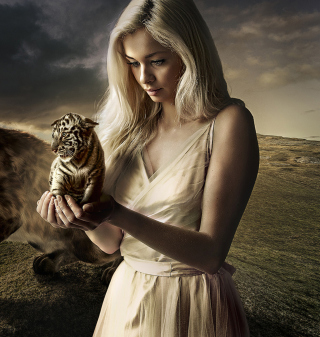 Girl With Tiger sfondi gratuiti per iPad