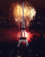 Das Fireworks At Eiffel Tower Wallpaper 176x220