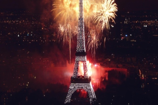 Fireworks At Eiffel Tower Background for Android, iPhone and iPad