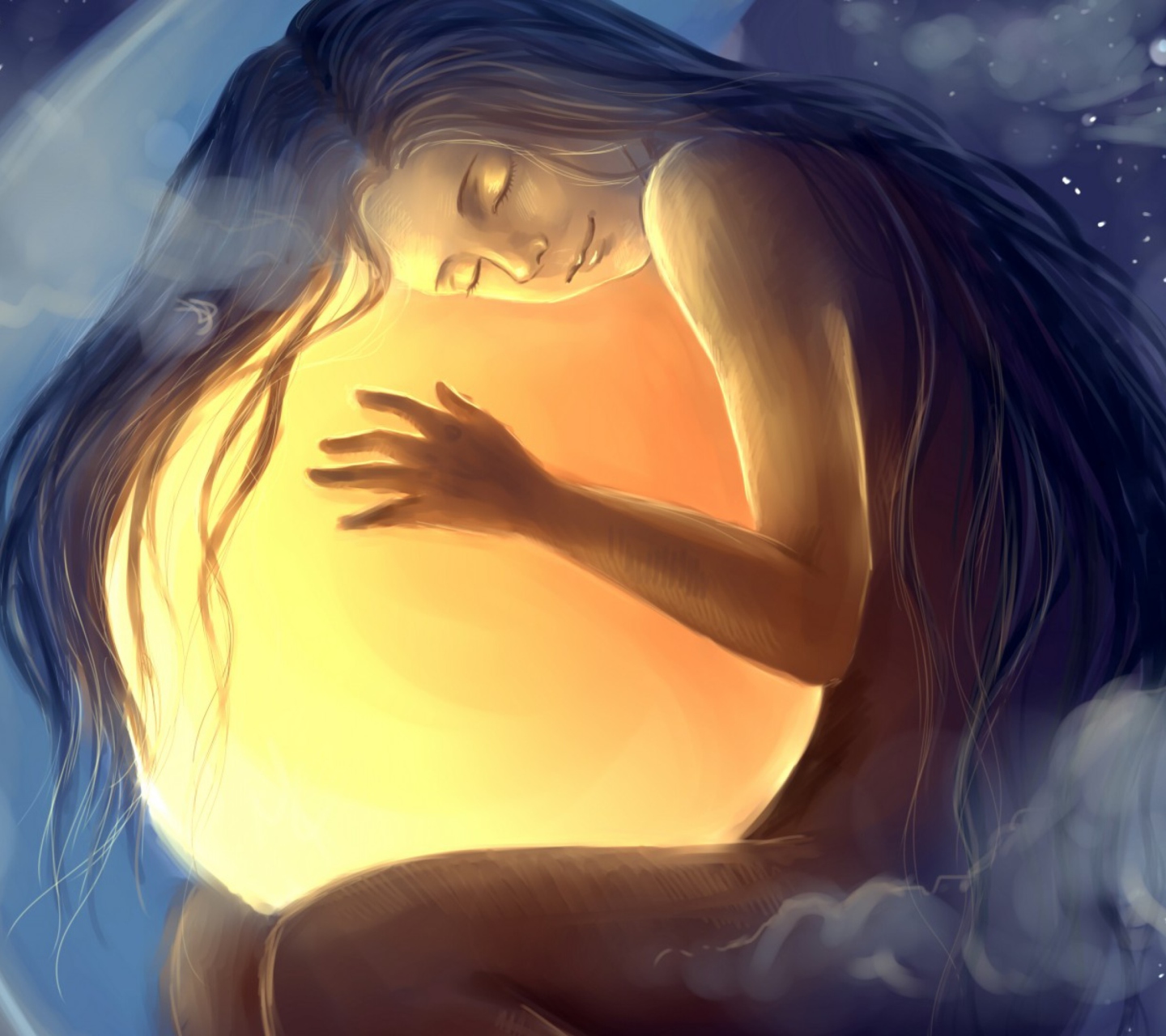 Обои Moon Fairy Painting 1440x1280