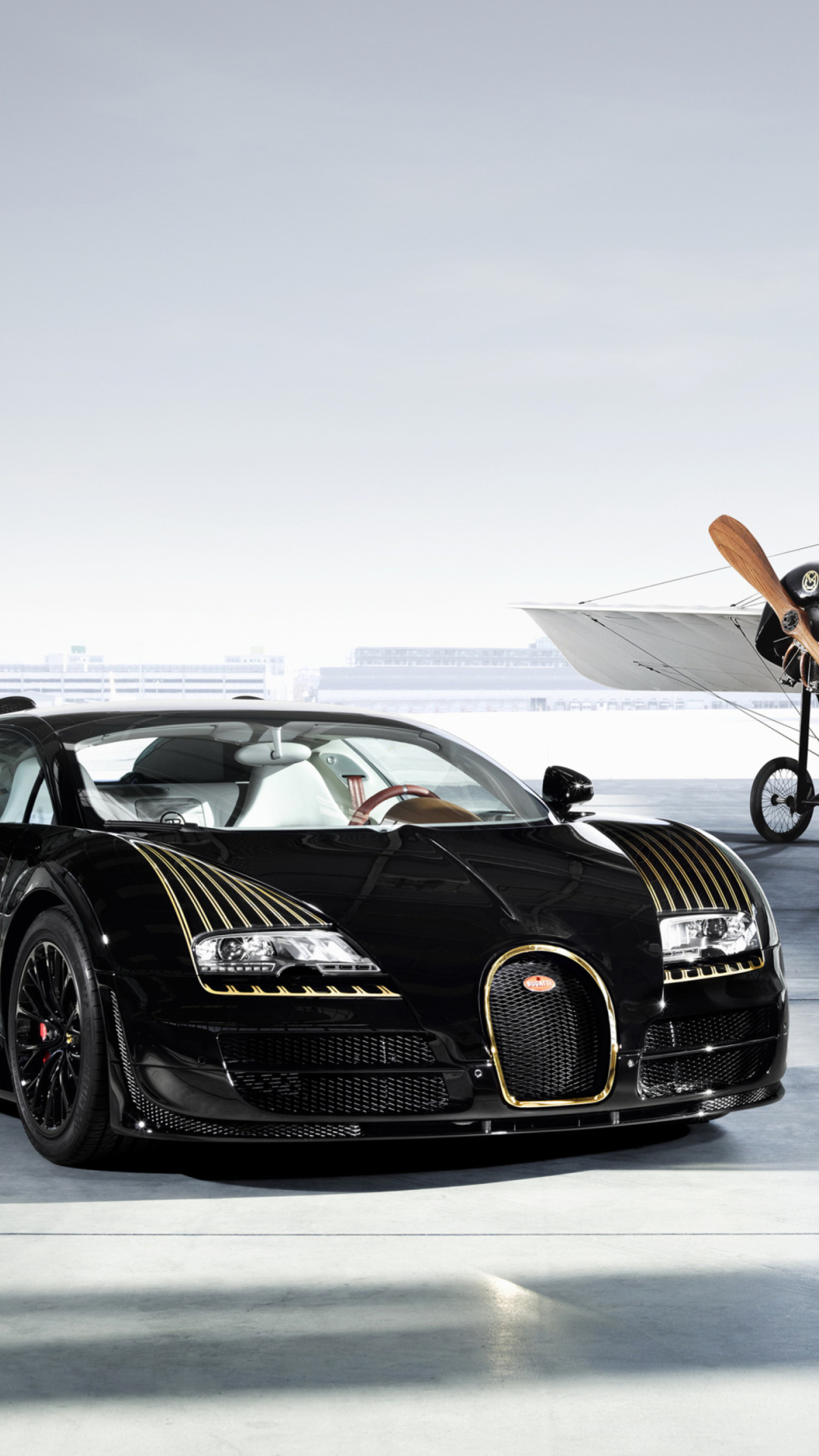 Обои Bugatti And Airplane 1080x1920