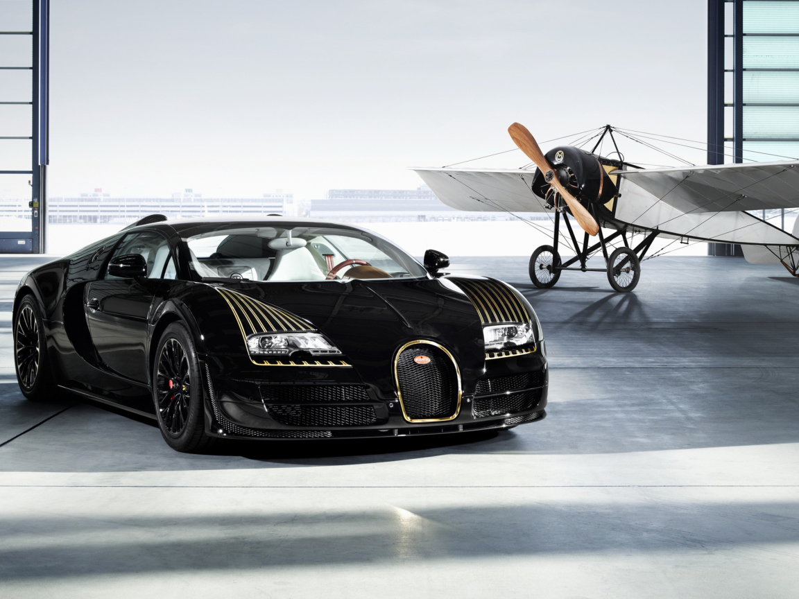 Das Bugatti And Airplane Wallpaper 1152x864