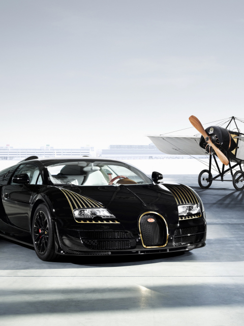Обои Bugatti And Airplane 480x640