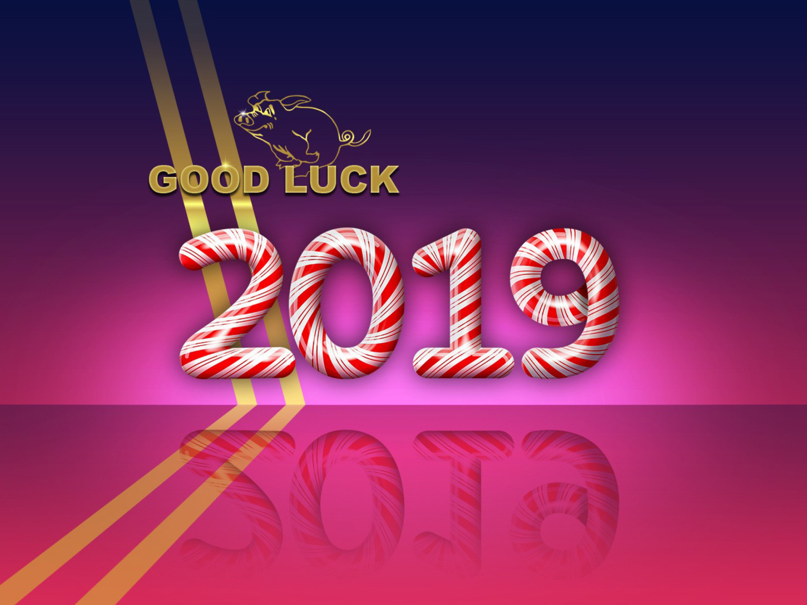 Sfondi Good Luck in New Year 2019 1600x1200