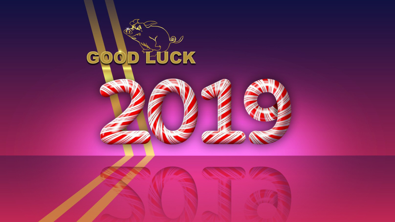 Good Luck in New Year 2019 wallpaper 1600x900